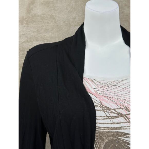 Cocomo‎ Top Womens Large Black Mock Layer Tunic Office Work Travel Artsy Modest - Picture 2 of 12